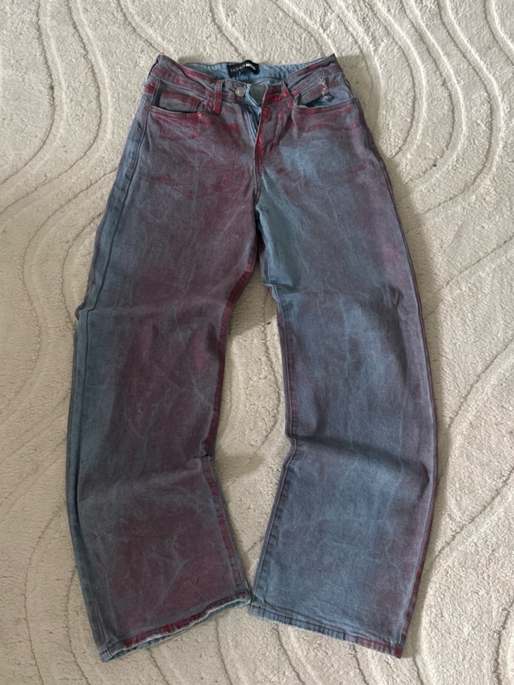 Women’s  Blue Jeans with Red Wash Accent